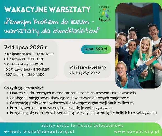 Pewnym krokiem do liceum – warsztaty dla ósmoklasistów